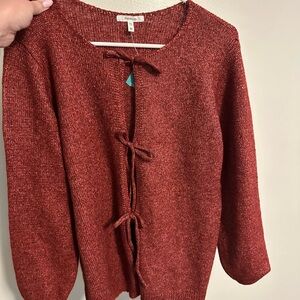 Maurices Rust Cardigan with Bow Accents